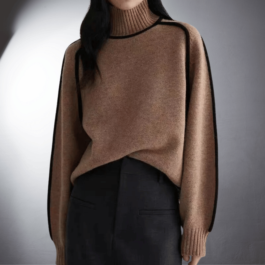 Eadie Contrast Trim Mock Neck Sweater