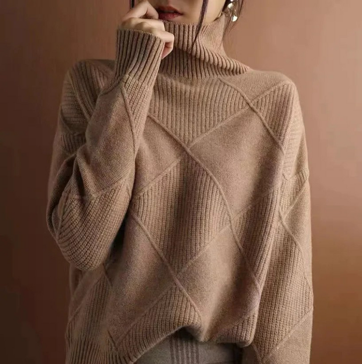 Blair Geometric Ribbed Turtleneck Sweater
