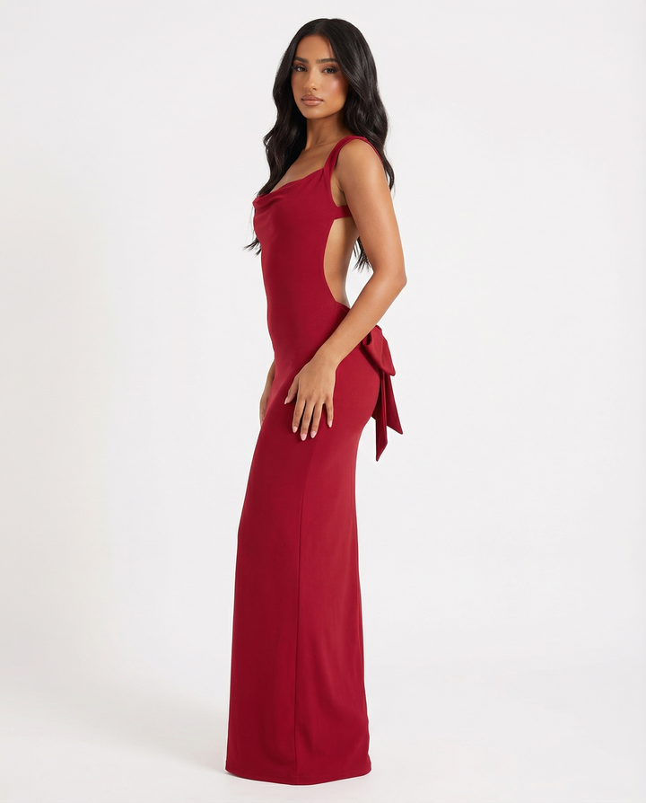 Novalie Open Back Bow Detail Maxi Dress