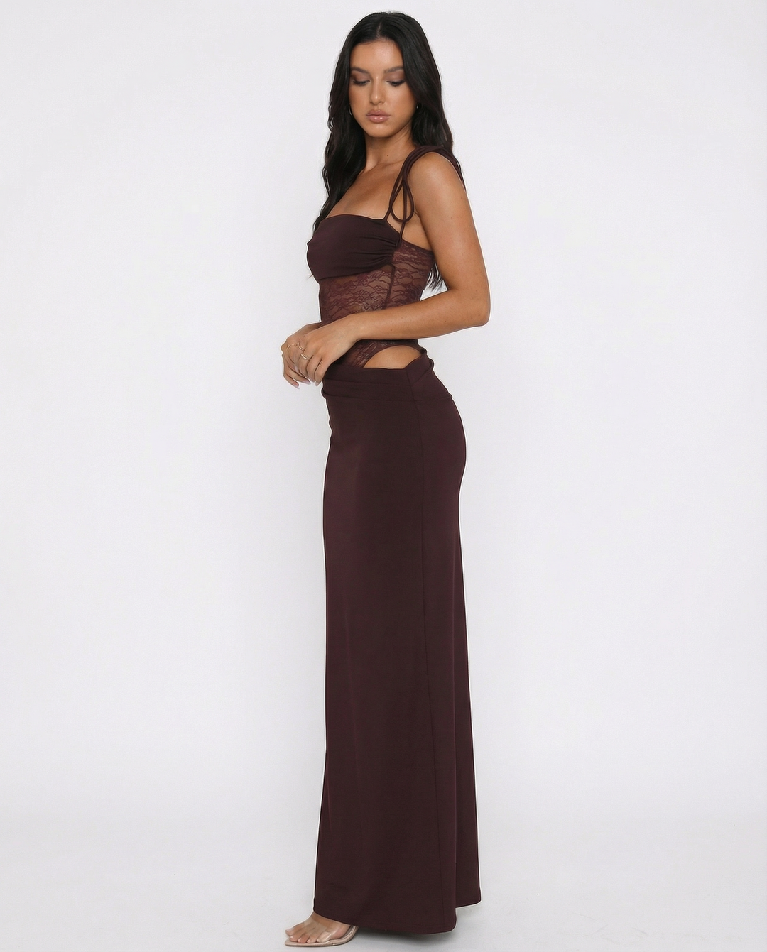 Zaylee Bandeau Lace Panel Maxi Dress