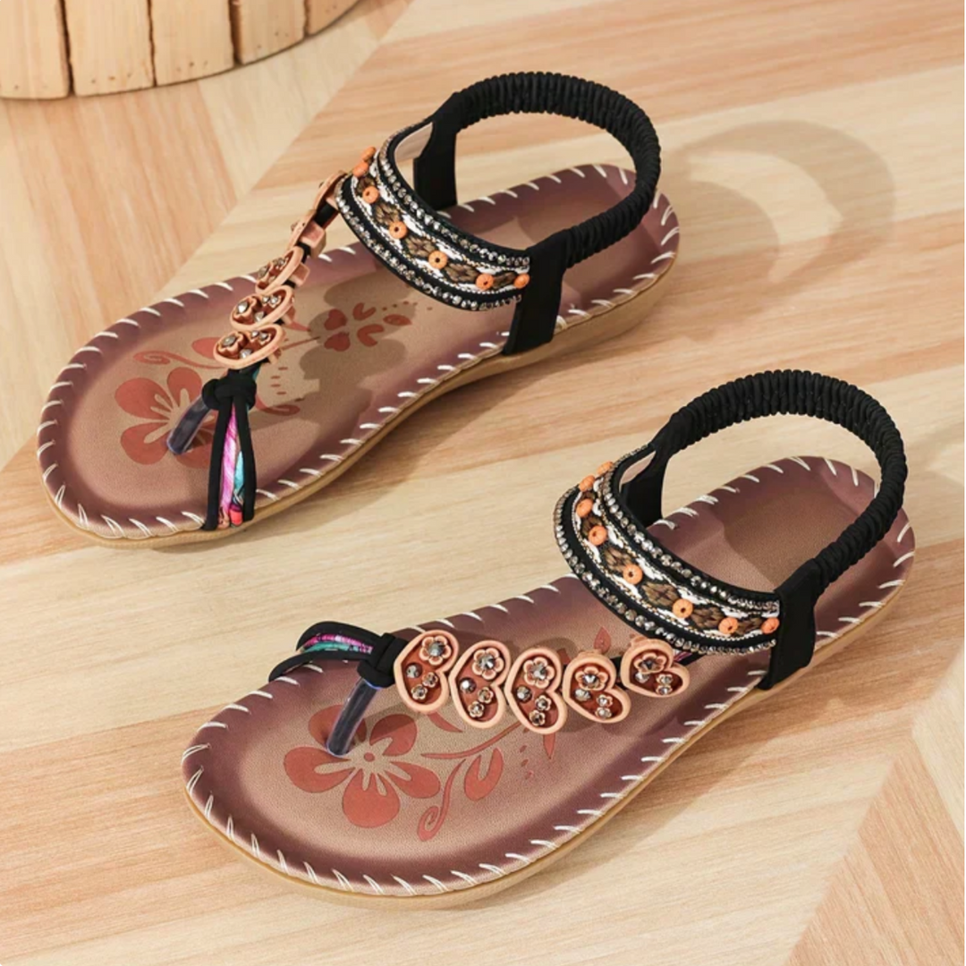 Solara Embellished T-Strap Sandals