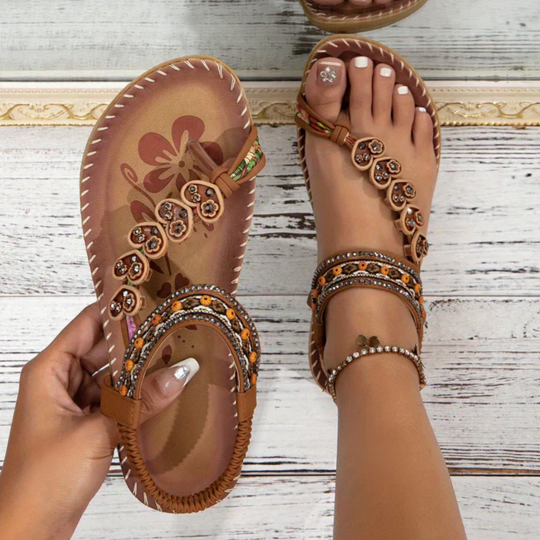 Solara Embellished T-Strap Sandals
