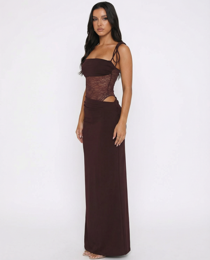 Zaylee Bandeau Lace Panel Maxi Dress