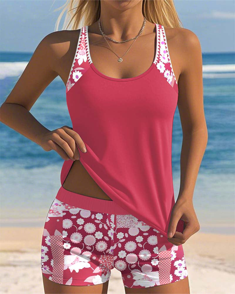 Melanie Coral Print Tankini Set