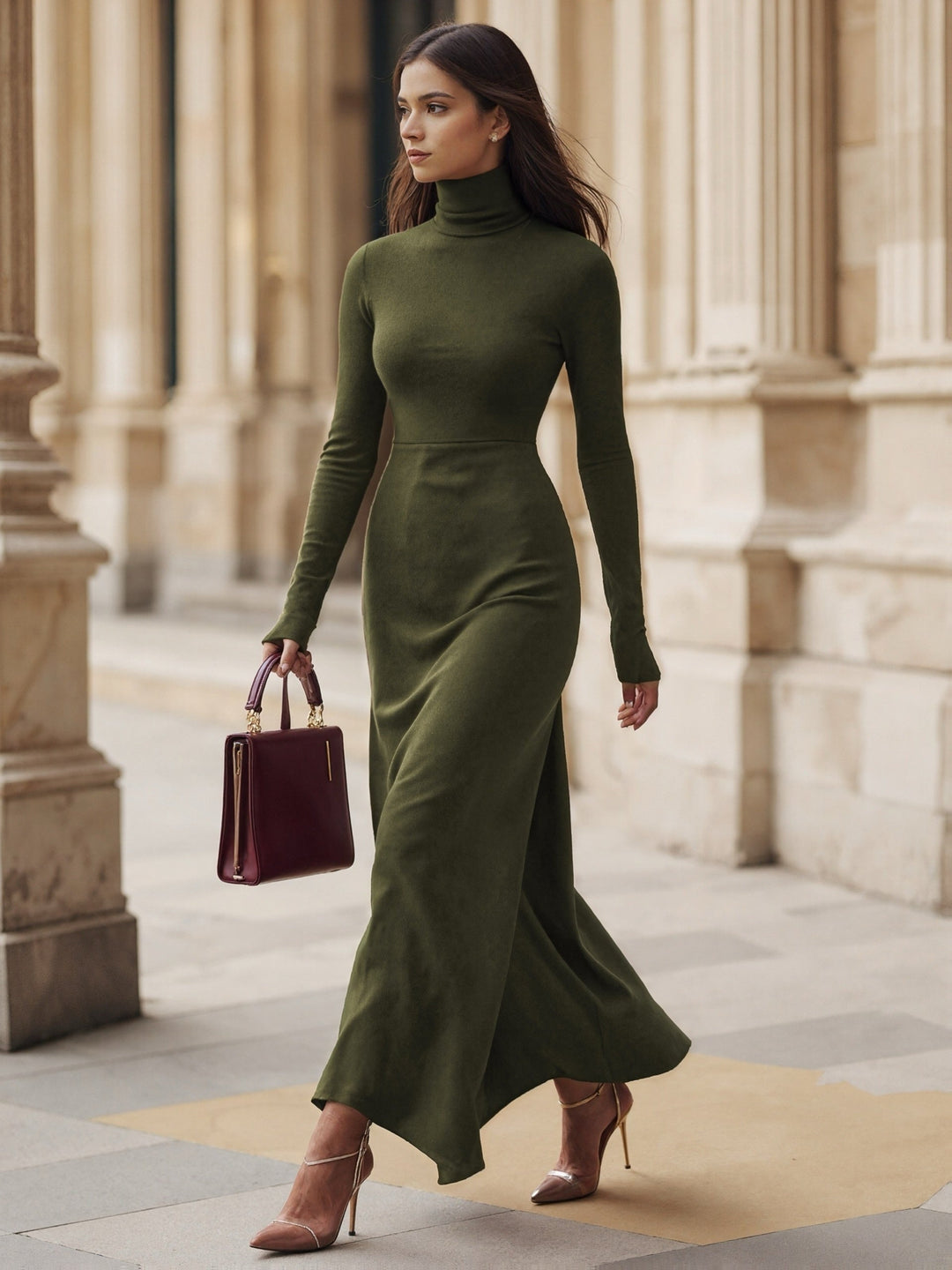 Lucasta Turtleneck Contour Maxi Dress