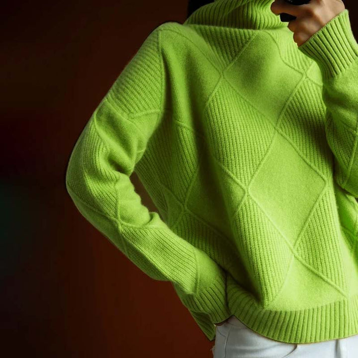 Blair Geometric Ribbed Turtleneck Sweater