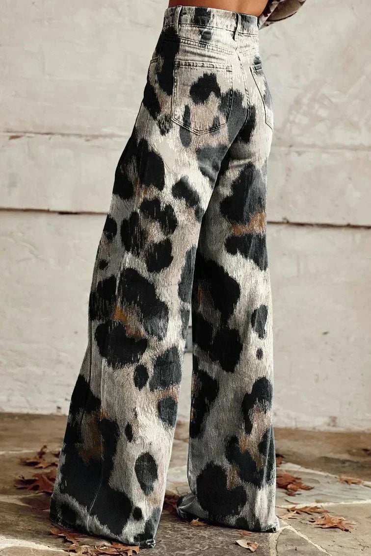 Cammie Animal Print Wide Leg Jeans