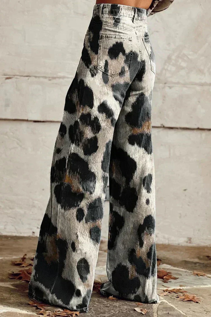 Cammie Animal Print Wide Leg Jeans
