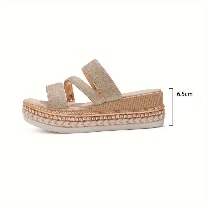 Pamela Shimmer Slide Sandals