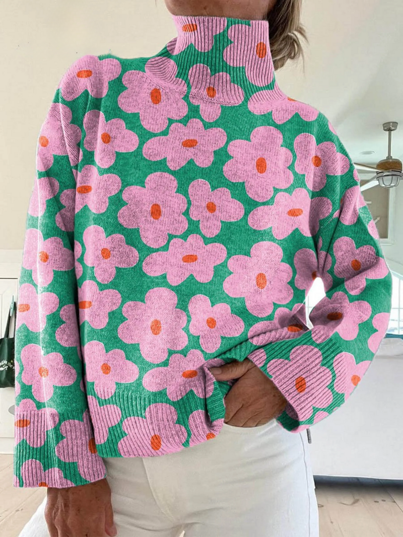 Melina Floral Print Oversized Sweater