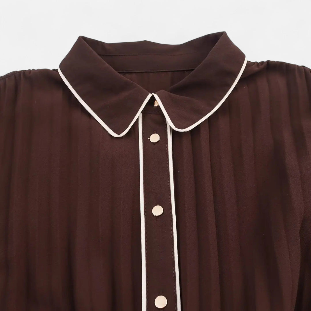 Effie Pleated Belted Shirt Midi Dress