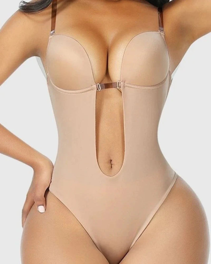 Elorie Deep Plunge Backless Shaping Bodysuit