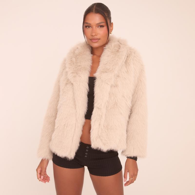 Arizona Plush Collar Cropped Jacket