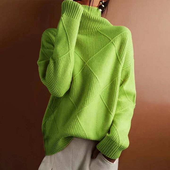 Blair Geometric Ribbed Turtleneck Sweater