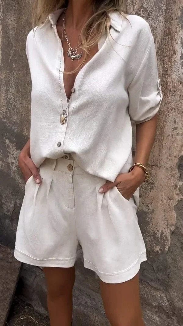 Jamie Linen Shirt Romper