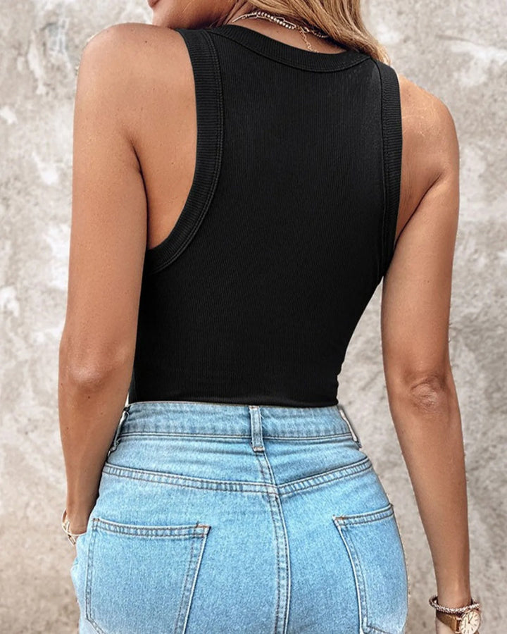 Jellie Ribbed Sleeveless Tank Top