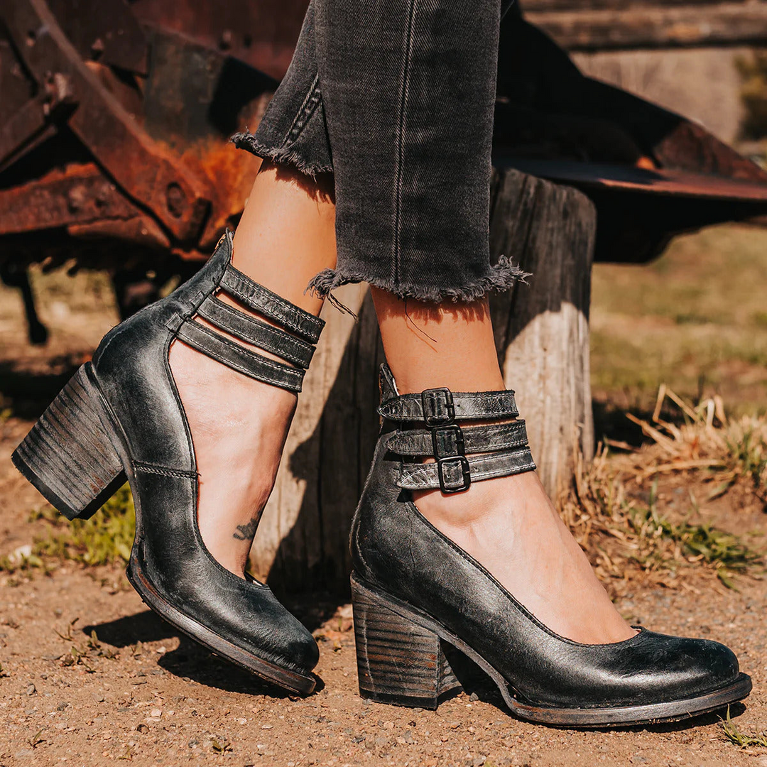 Valenne Buckled Cutout Heels
