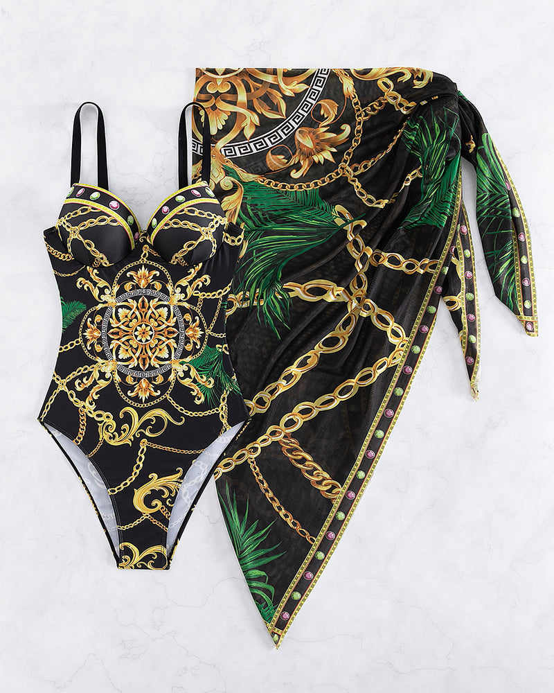 Juliette Regal Chain One-Piece & Sarong Set