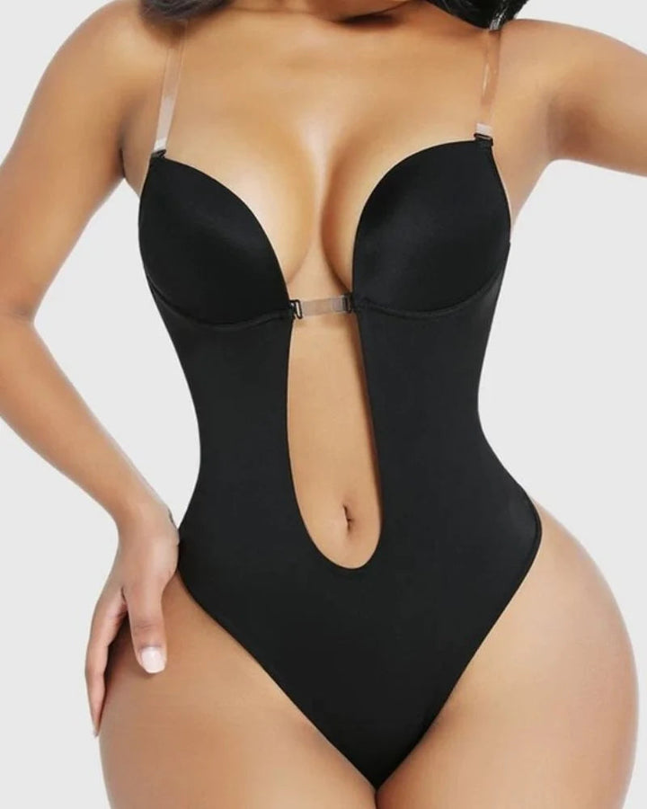 Elorie Deep Plunge Backless Shaping Bodysuit