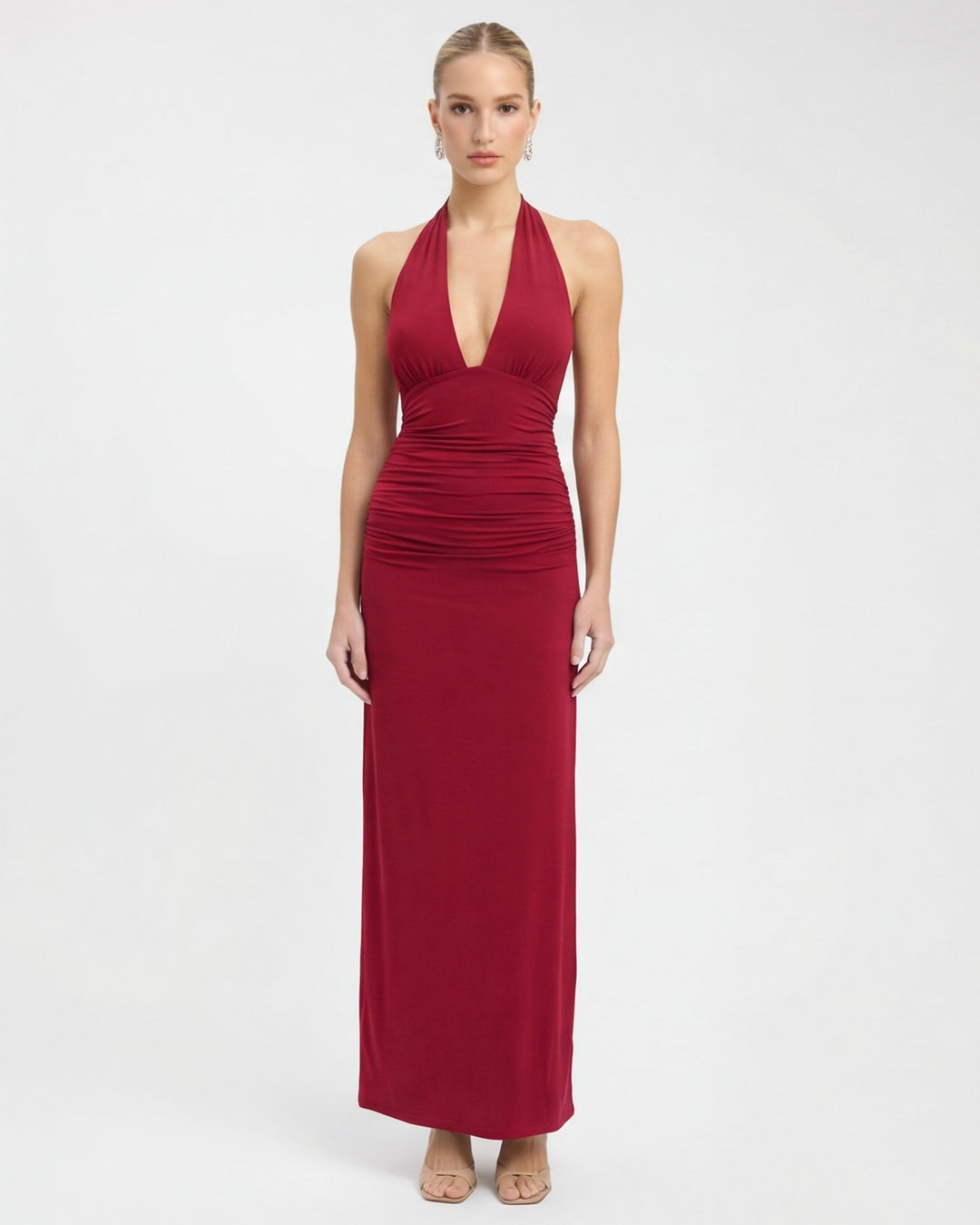 Amy Plunge Halter Maxi Dress