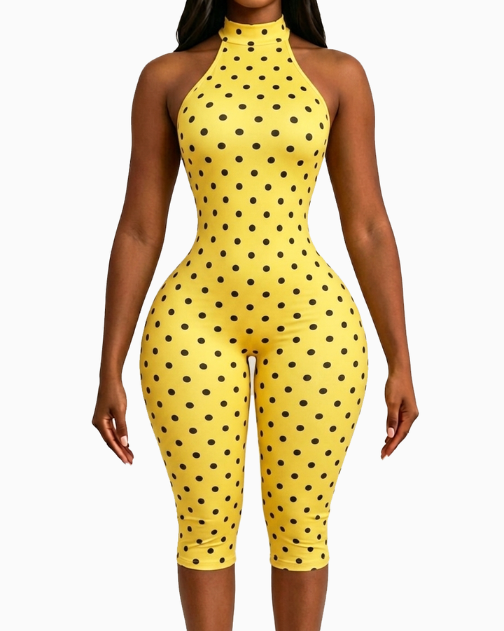 Etta Polka Dot Halter Capri Jumpsuit