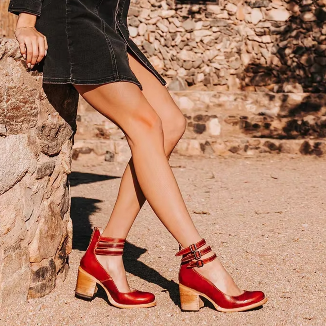 Valenne Buckled Cutout Heels