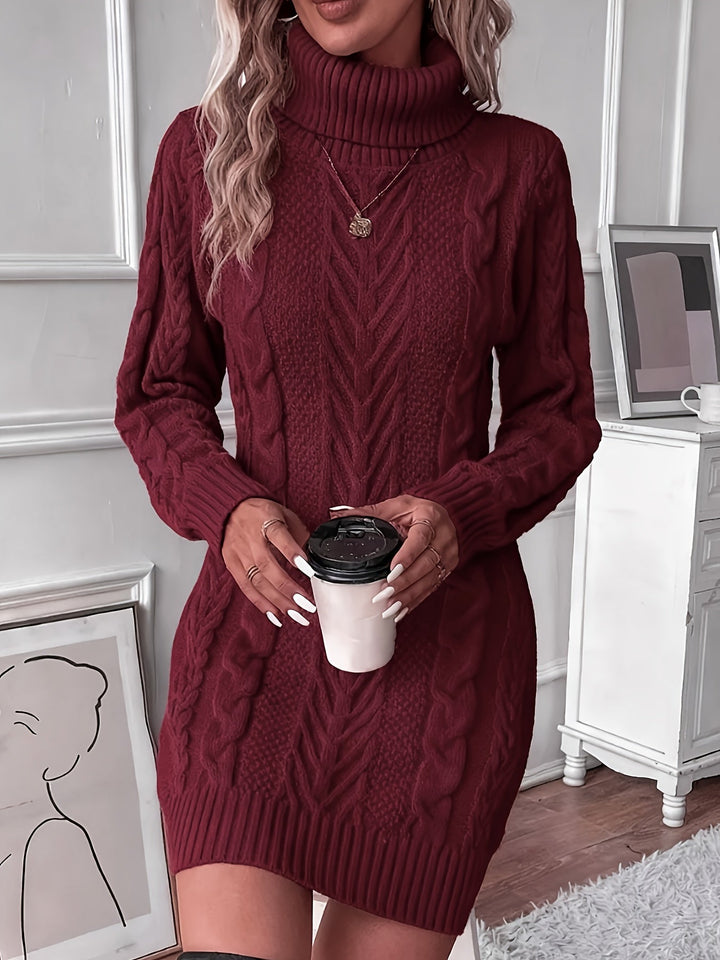 Giada Cable Turtleneck Mini Dress