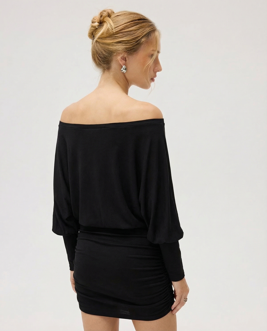 Alba Off Shoulder Ruched Mini Dress