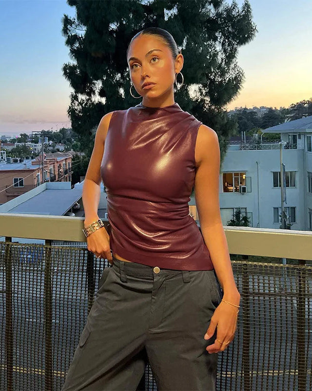 Luxe High Neck Satin Top