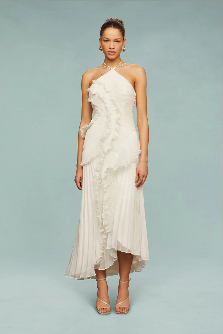 Delilah Pleated Ruffle Maxi Dress