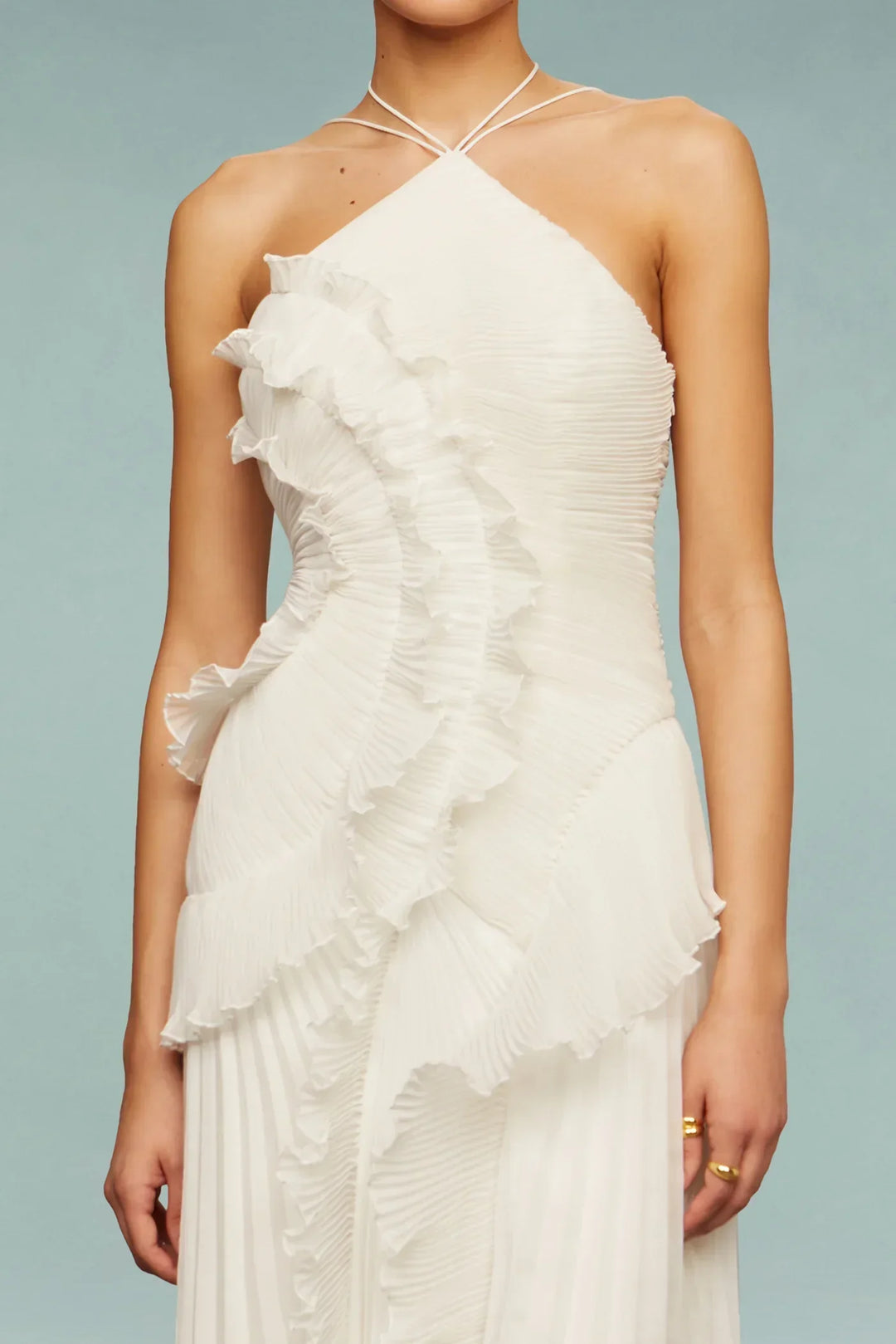 Delilah Pleated Ruffle Maxi Dress