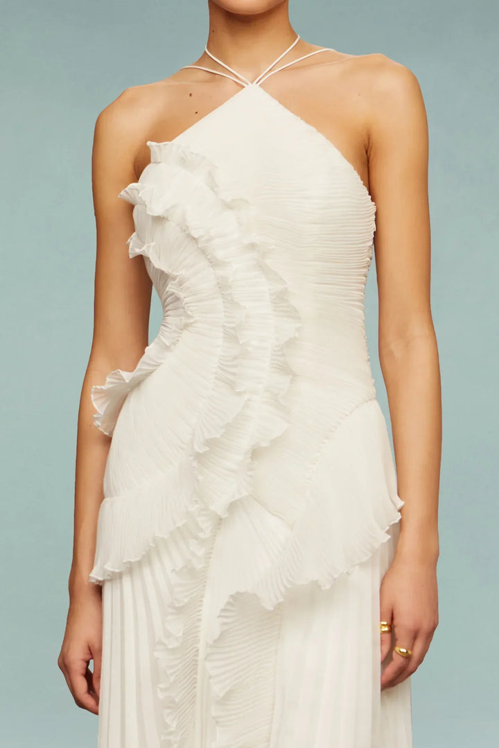 Delilah Pleated Ruffle Maxi Dress