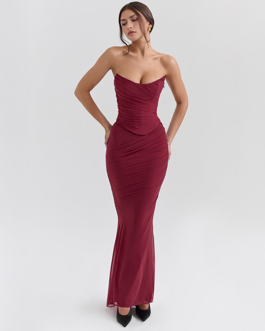 Jenny Ruched Strapless Maxi Dress