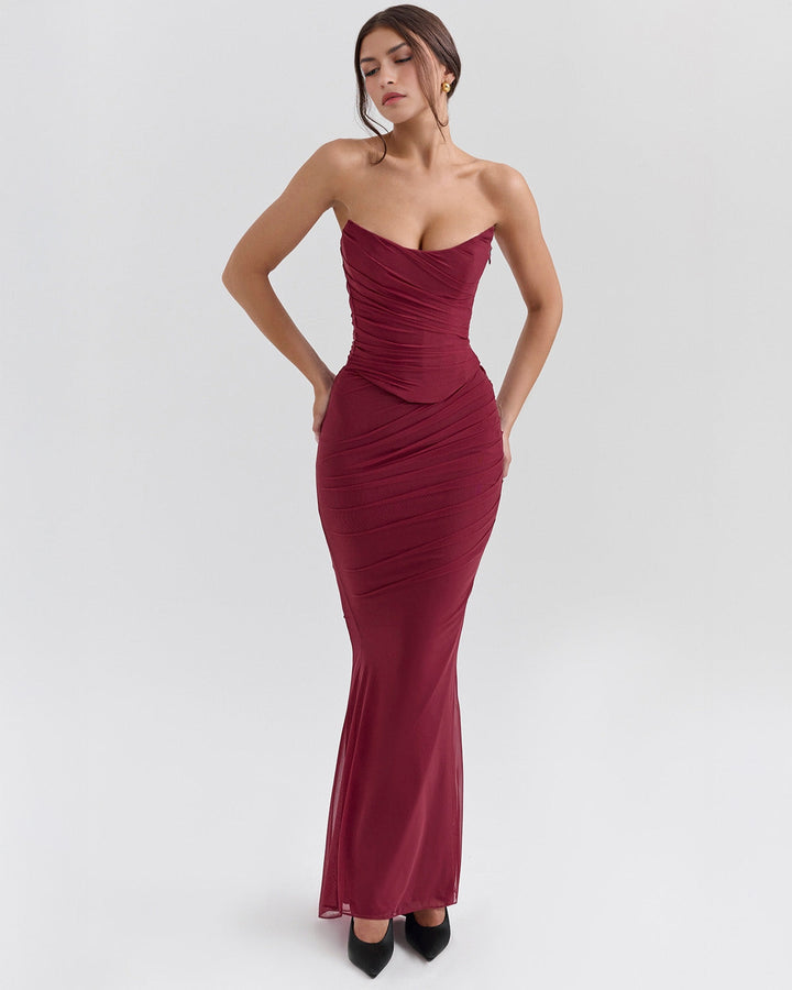 Jenny Ruched Strapless Maxi Dress