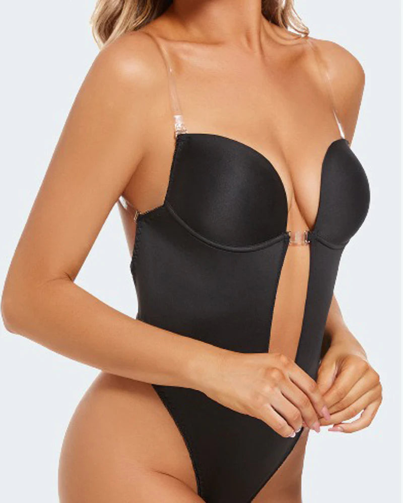 Elorie Deep Plunge Backless Shaping Bodysuit