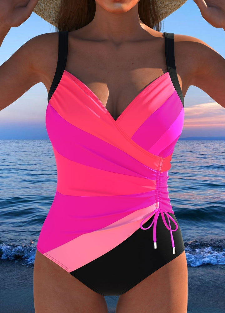 Azure Print Wrap One-Piece Swimsuit