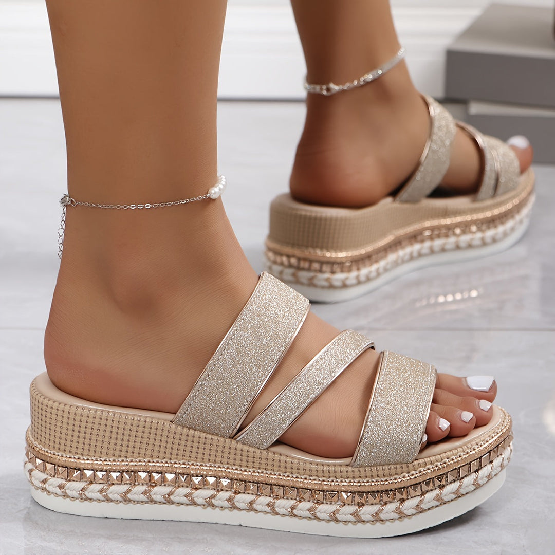 Pamela Shimmer Slide Sandals