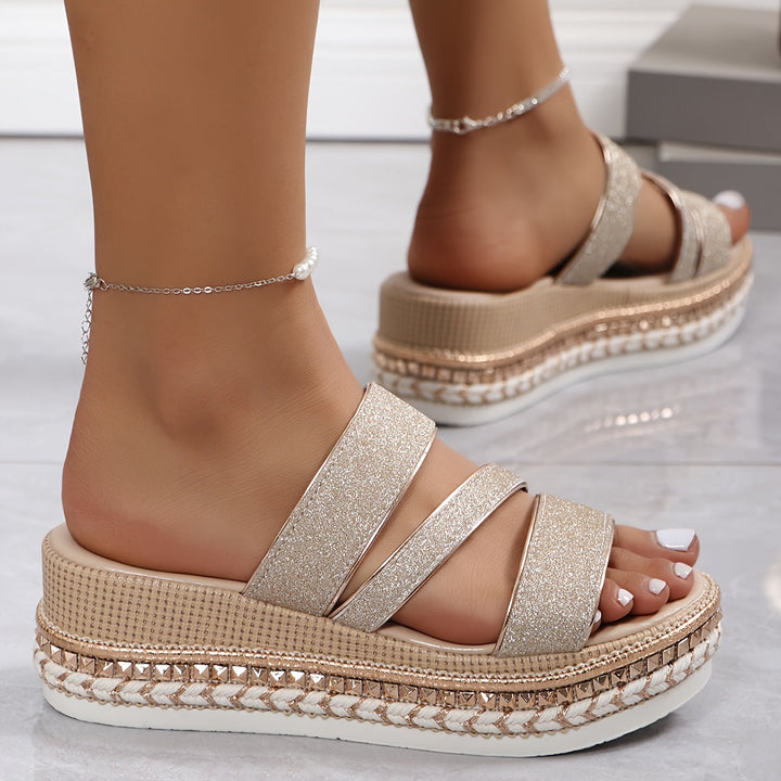 Pamela Shimmer Slide Sandals