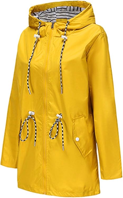 Zaria Hooded Drawcord Rain Jacket