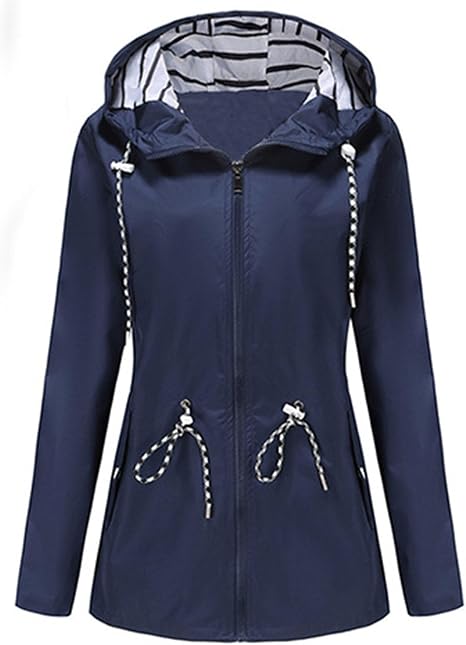 Zaria Hooded Drawcord Rain Jacket