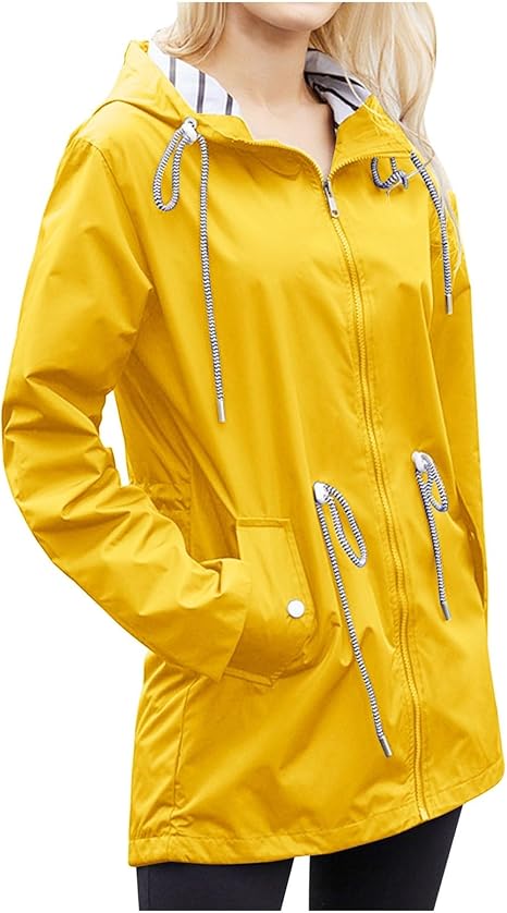 Zaria Hooded Drawcord Rain Jacket