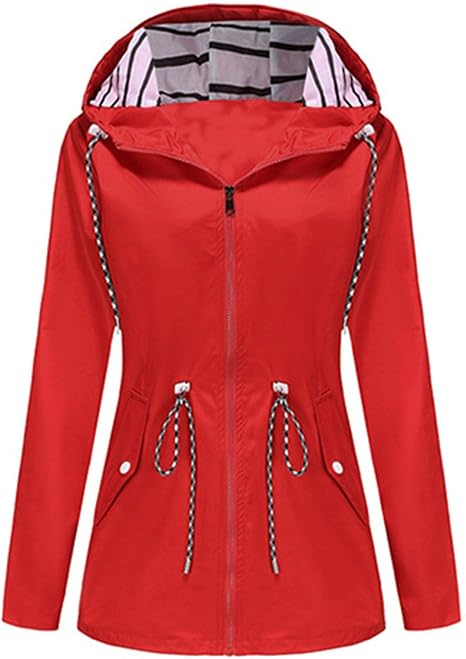Zaria Hooded Drawcord Rain Jacket