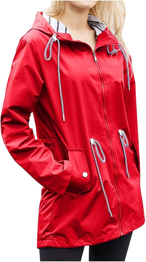 Zaria Hooded Drawcord Rain Jacket