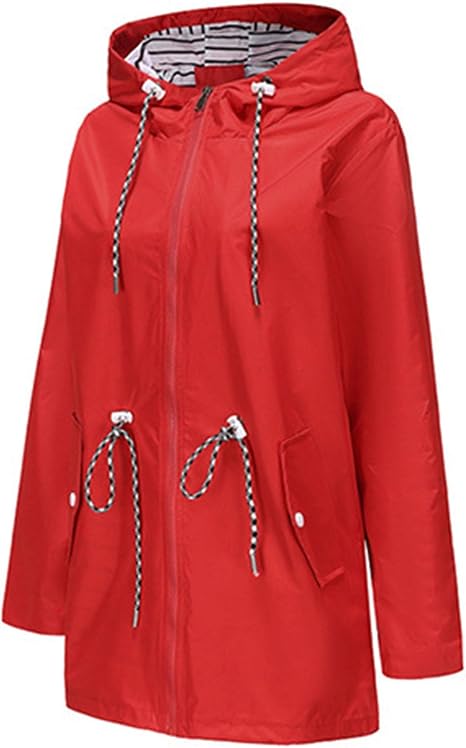 Zaria Hooded Drawcord Rain Jacket