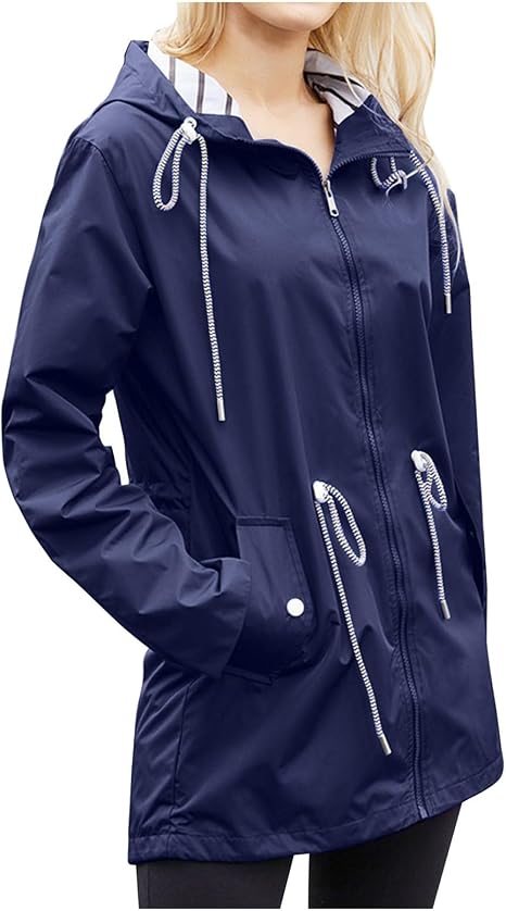Zaria Hooded Drawcord Rain Jacket