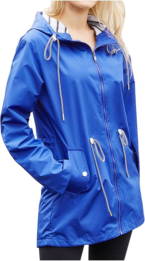 Zaria Hooded Drawcord Rain Jacket