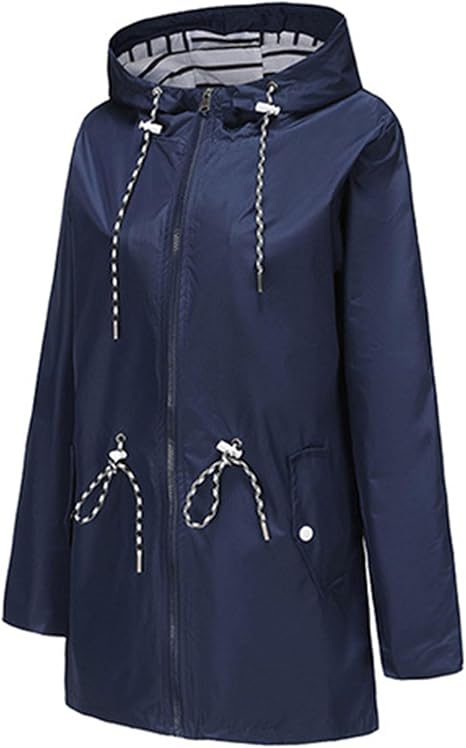 Zaria Hooded Drawcord Rain Jacket