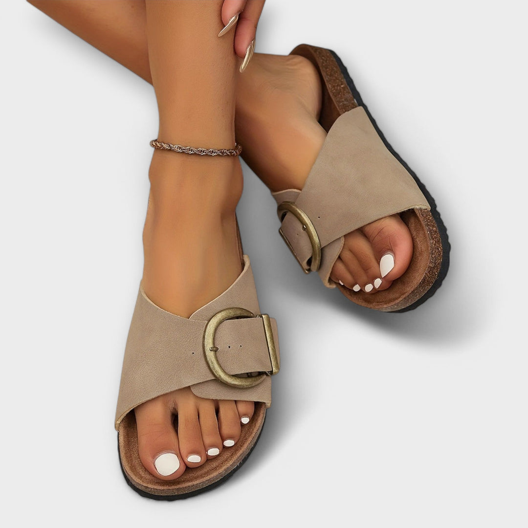 Joanna Aspen Buckle Comfort Slides