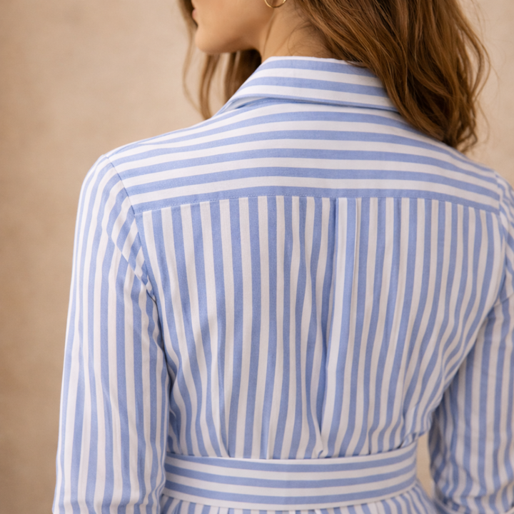 Megan Striped Belted Shirt Maxi Dress