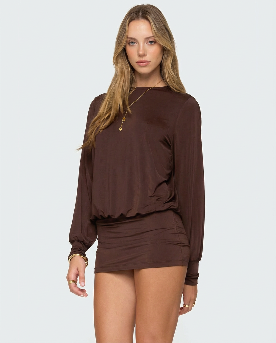 Evie Blouson Ruched Mini Dress